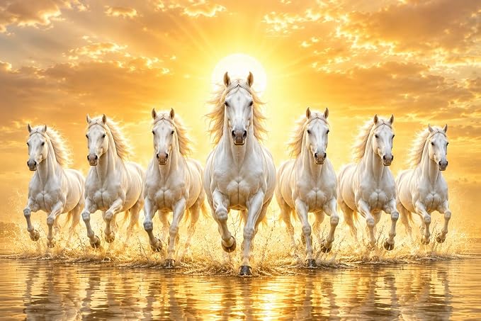 7 White Horses Painting